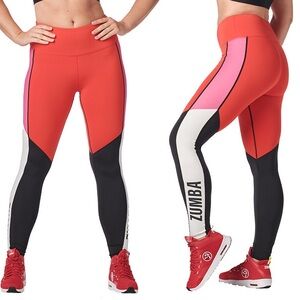 Zumba High Waisted Color Blocked Leggings M